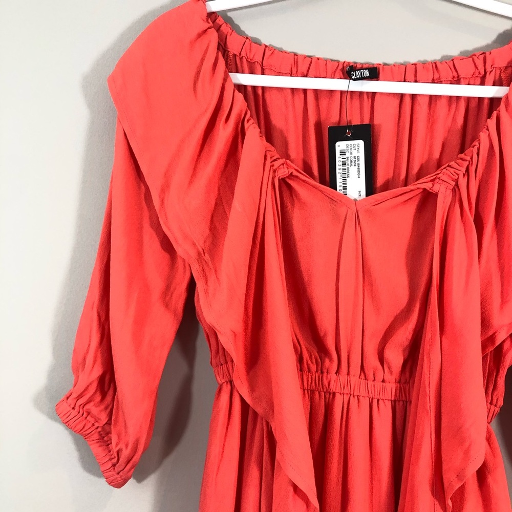 NWT Clayton Revolve Billie Coral Off Shoulder Dres - Picture 4 of 6